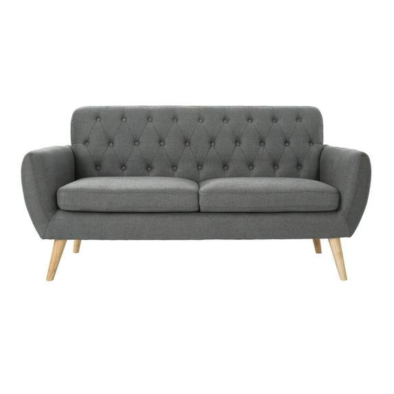 Bernice Petite Mid Century Modern Tufted Sofa Dark Gray - Christopher Knight Home: Comfortable Loveseat, Space-Saving Design