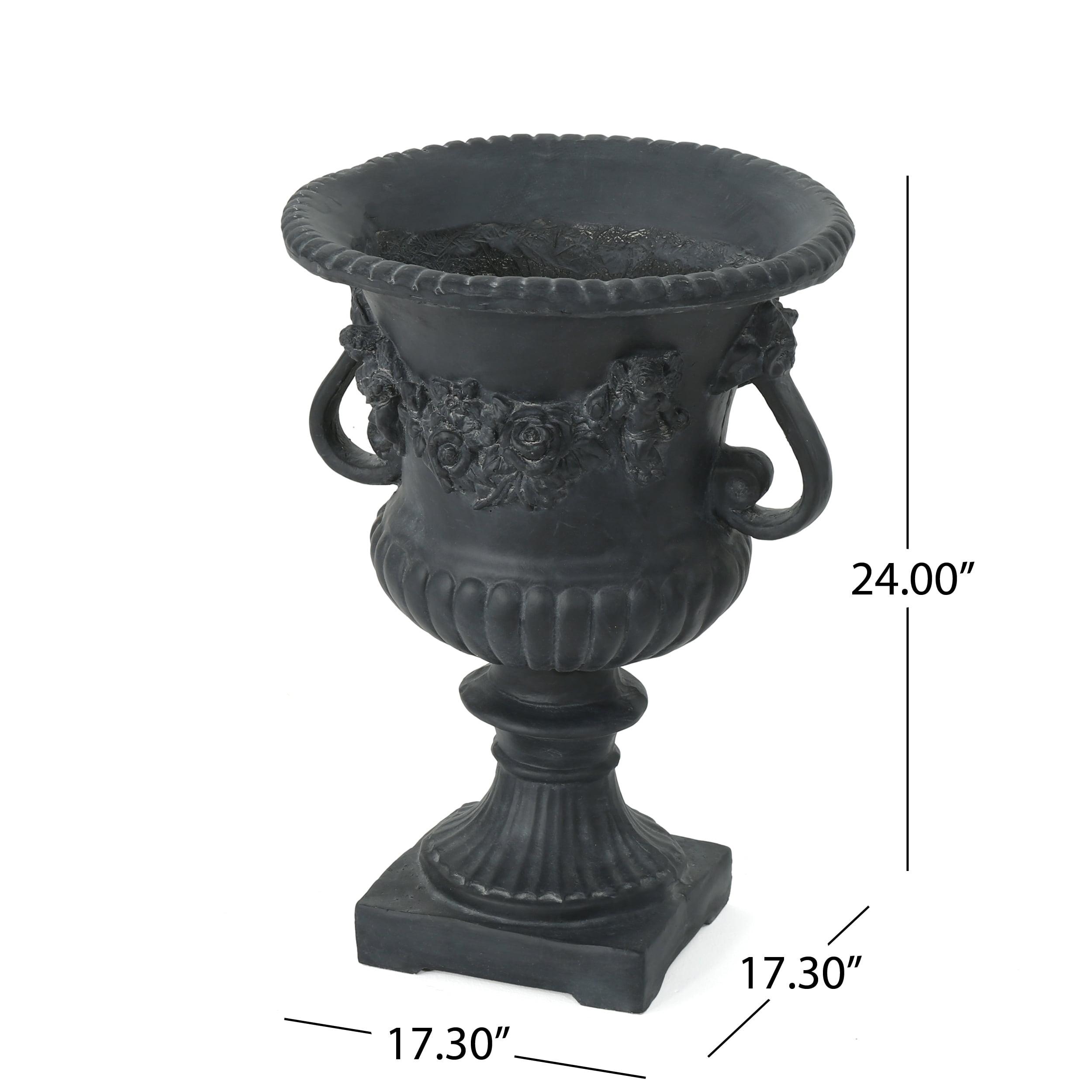 Christopher Knight Home Buena Vista Outdoor 24-inch Cast Stone Urn by  Black
