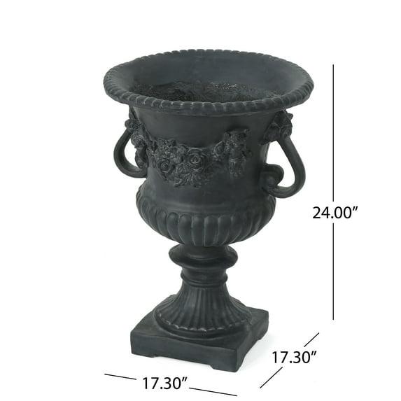 Christopher Knight Home Buena Vista Outdoor 24-inch Cast Stone Urn by  Black