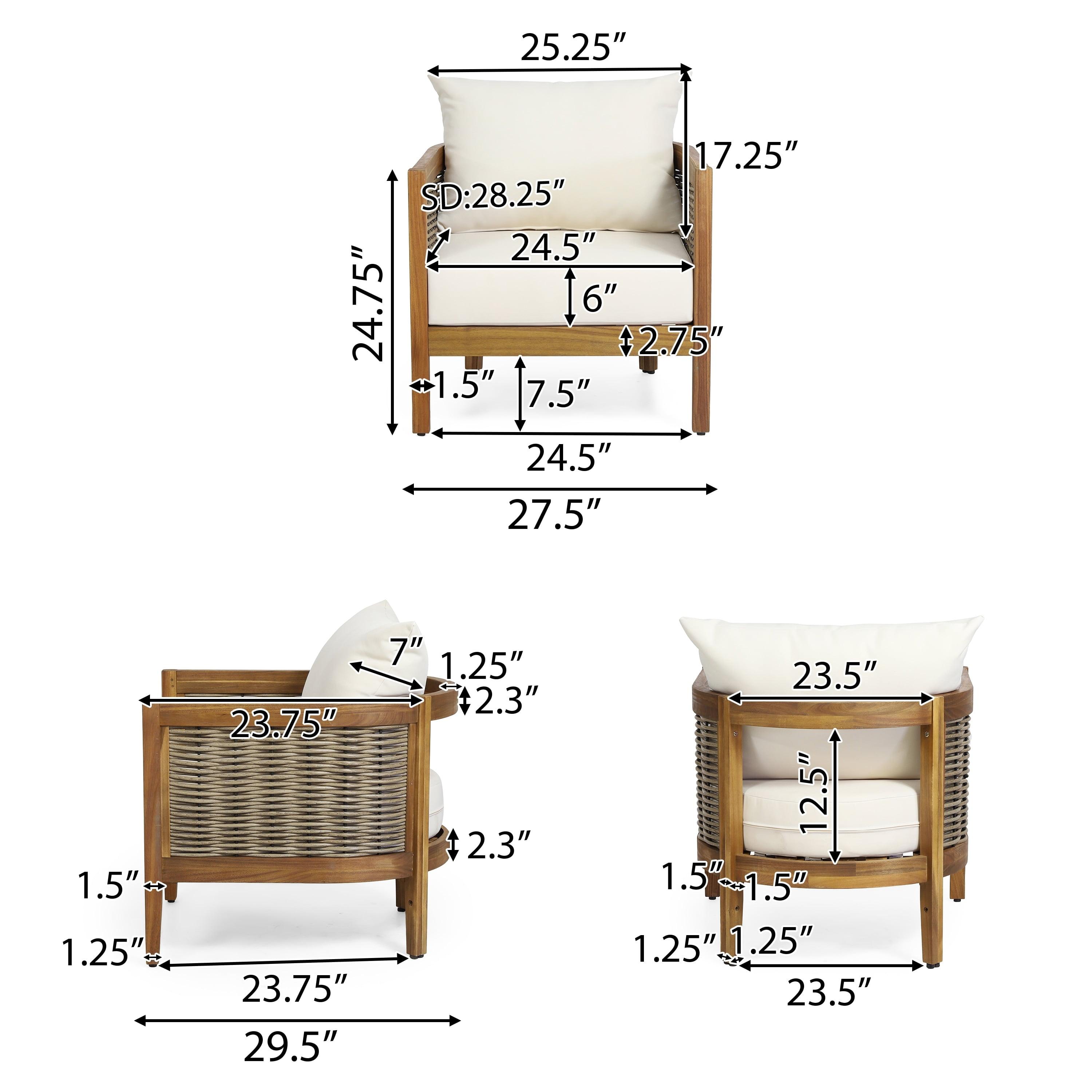 Burchett 2pk Outdoor Acacia Wood Club Chairs with Cushions: Weather-Resistant, UV-Resistant - Christopher Knight Home