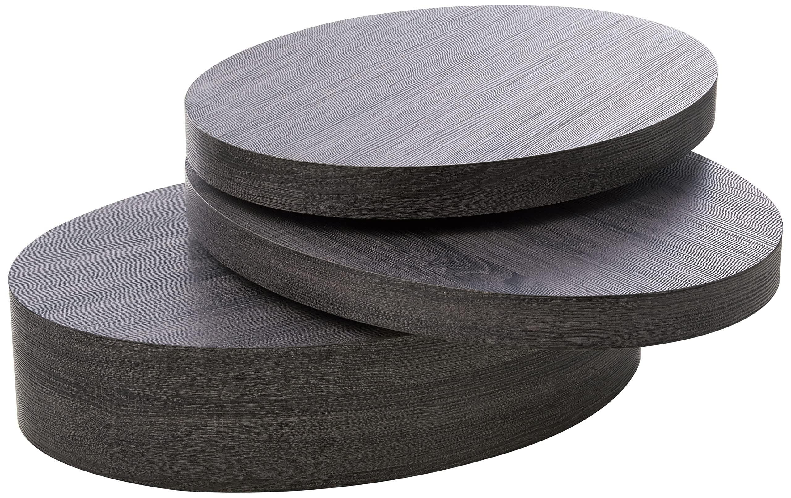 Carson Small Oval Rotatable Coffee Table Black Oak - Christopher Knight Home: Modern Rotatable Shelf, Wood Frame