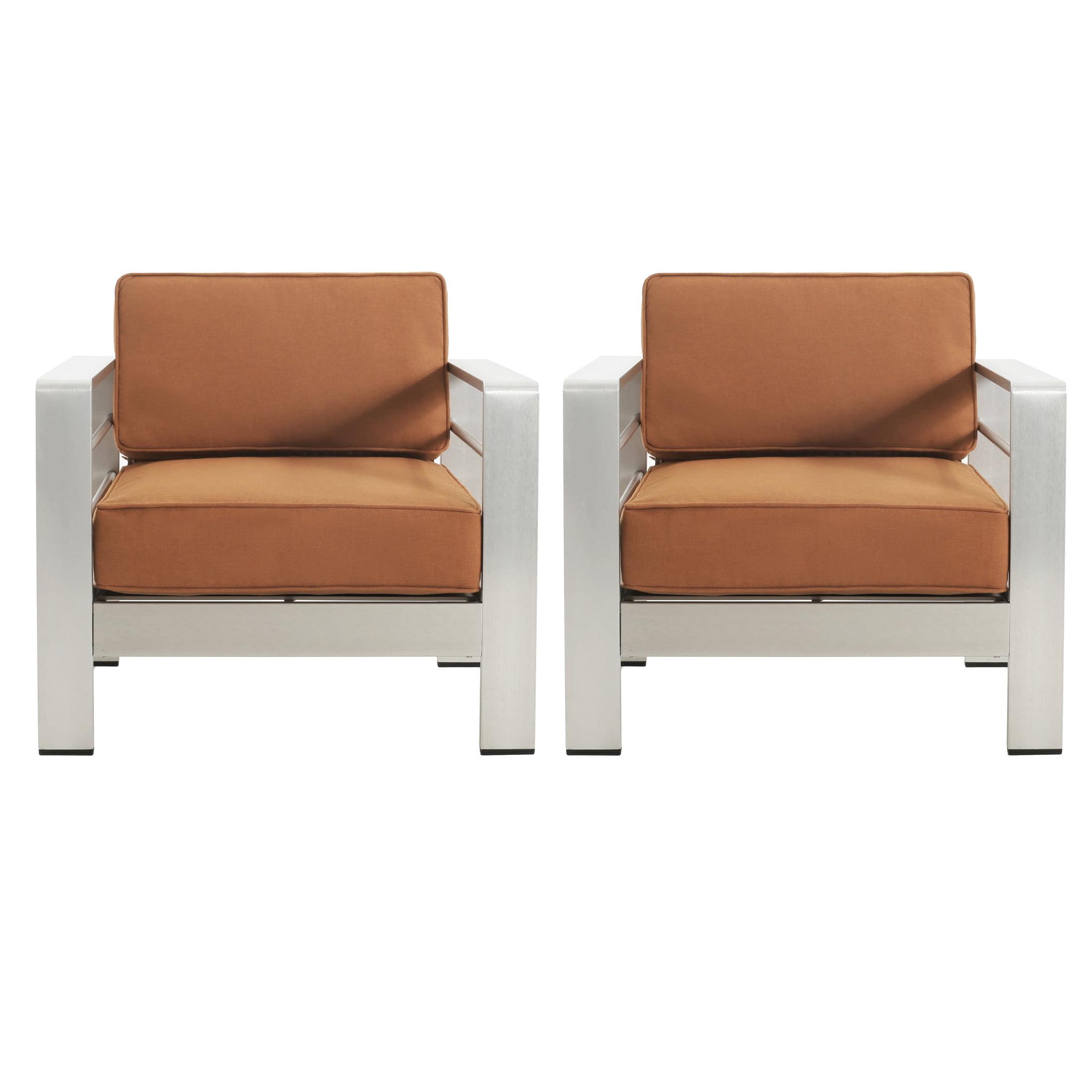 Christopher Knight Home 2pc Cape Coral Outdoor Club Chair with Cushion Silver/Orange