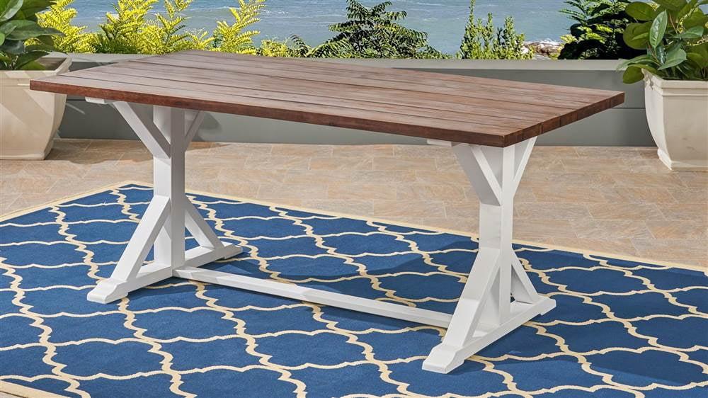 Cassia Rectangle Acacia Wood Dining Table Dark Brown - Christopher Knight Home: Weather-Resistant, Seats 6
