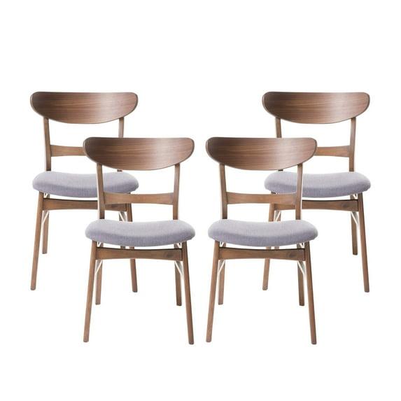 Christopher Knight Home Idalia Mid-century Modern Dining Chairs (Set of 4) by  Dark Gray + Walnut Walnut Finish