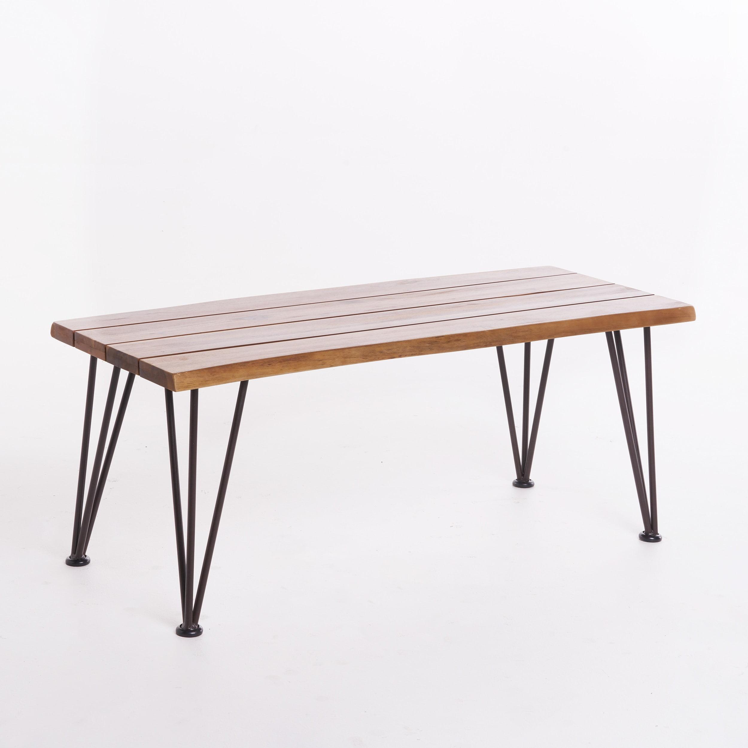 Zion Industrial Coffee Table: Weather-Resistant Acacia, Iron Frame - Christopher Knight Home