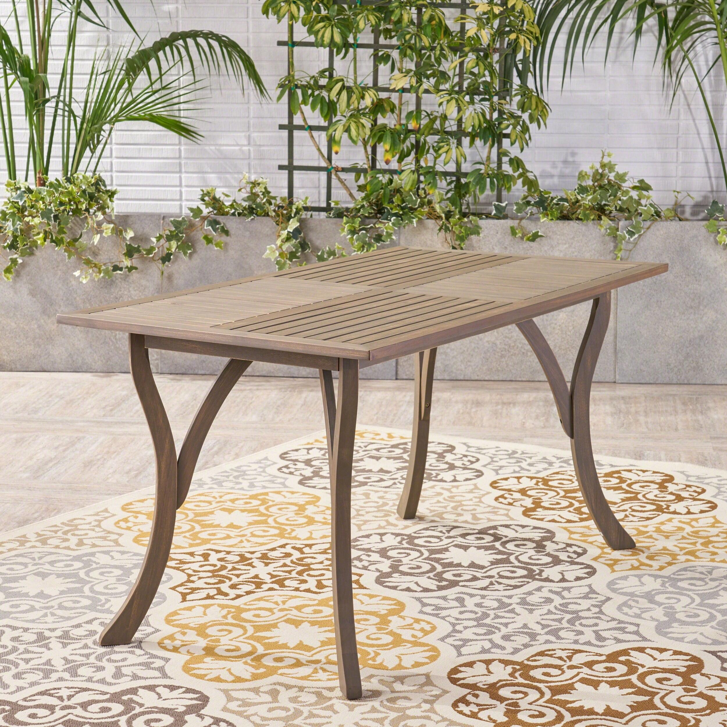 Hermosa Rectangular Acacia Wood Dining Table: Weather-Resistant, Seats 6 - Christopher Knight Home