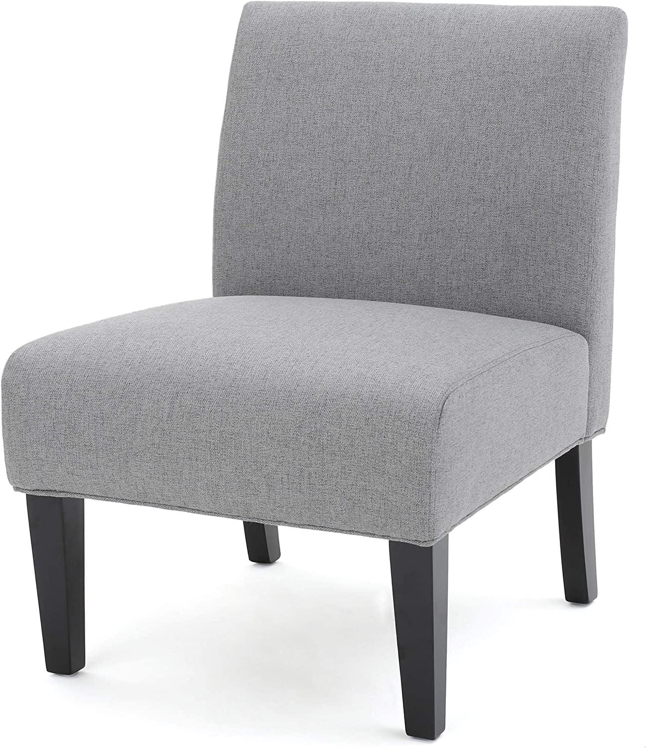 Kassi Accent Chair Gray: Contemporary Armless, Upholstered, Rubberwood Legs - Christopher Knight Home
