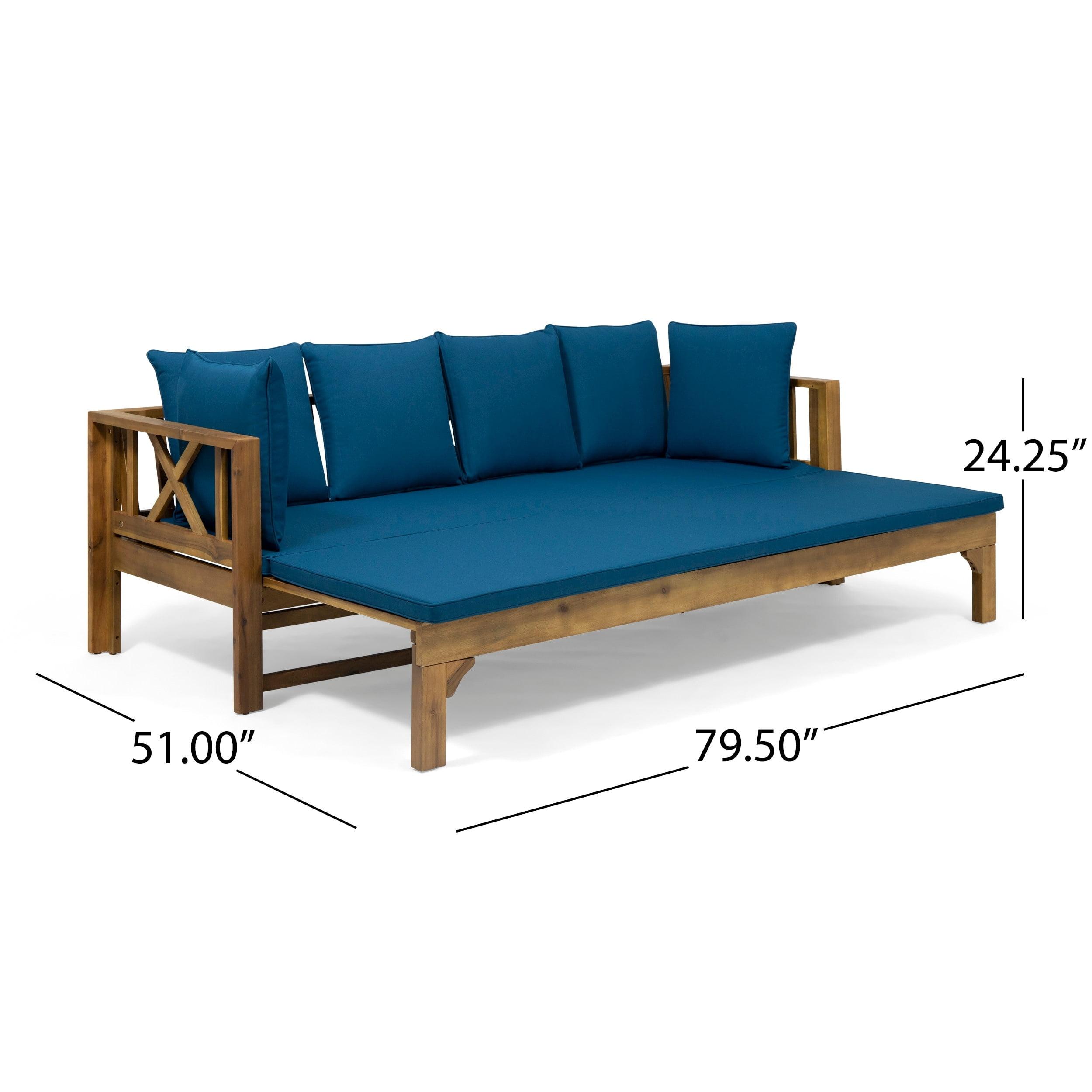 Long Beach Acacia Wood Extendable Patio Daybed Sofa Teak - Christopher Knight Home: Outdoor Couch with Weather-Resistant Frame