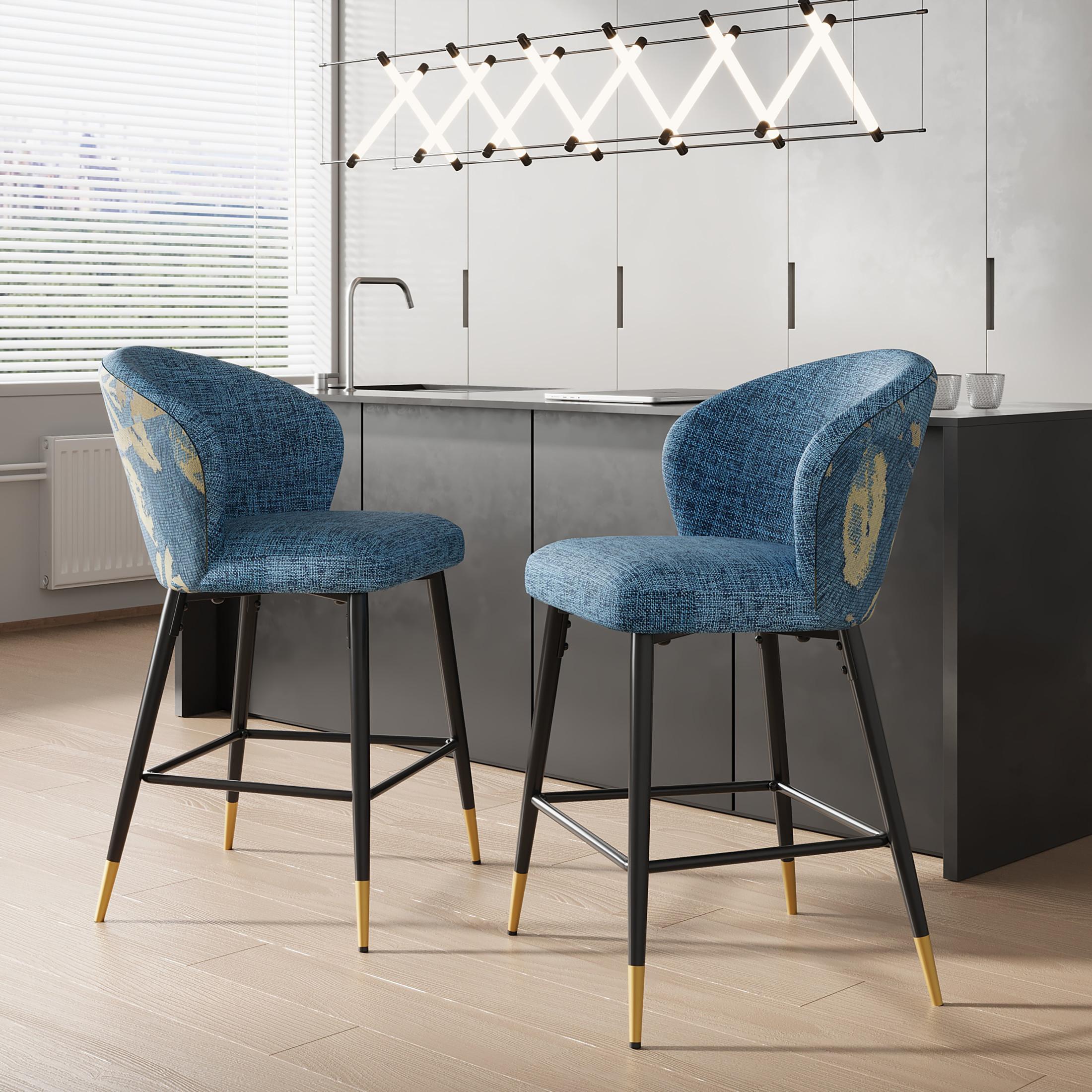 Christopher Knight Home Knox Upholstered Bar Stools With Footrest (Set of 2)