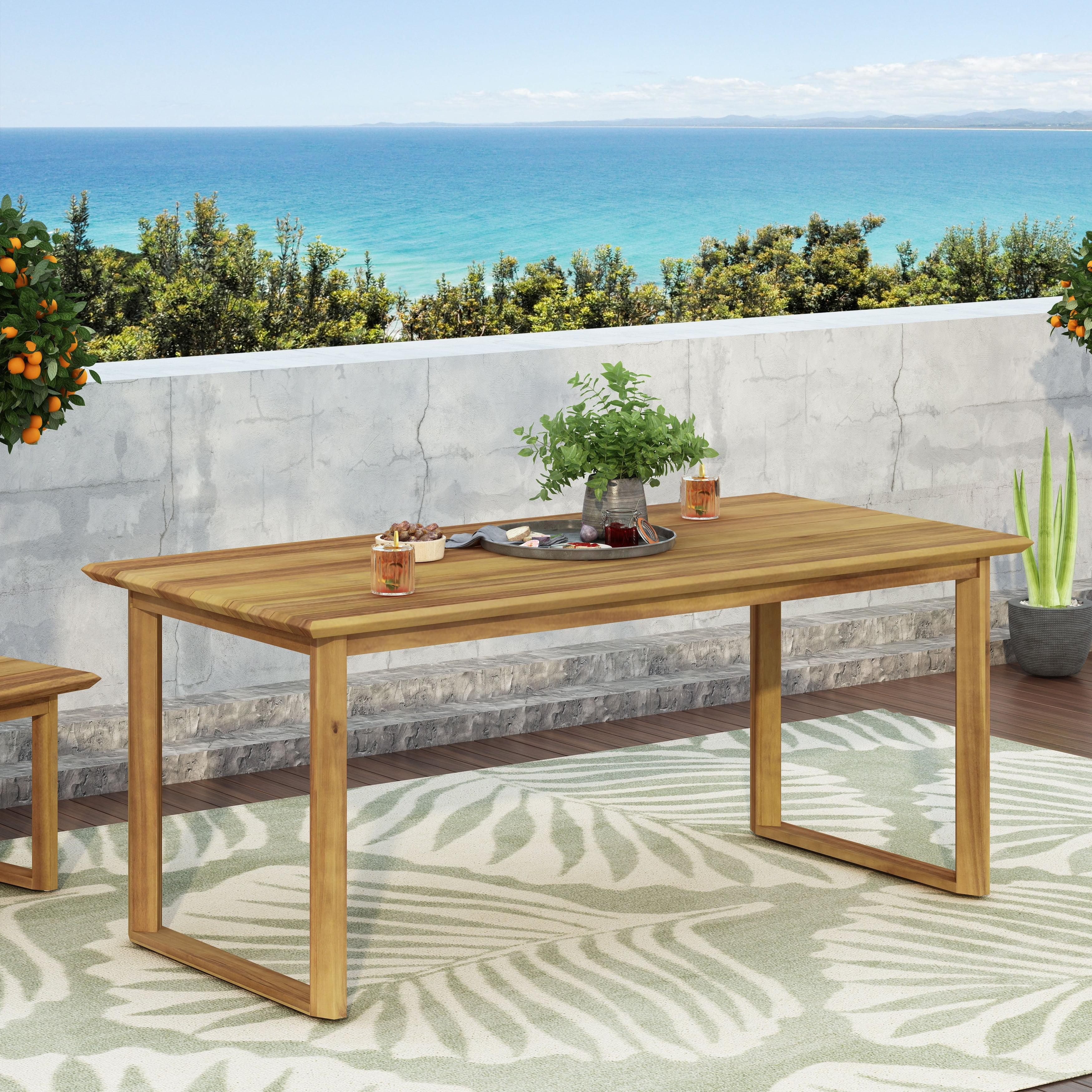 Nibley 71" Teak Acacia Wood Outdoor Dining Table