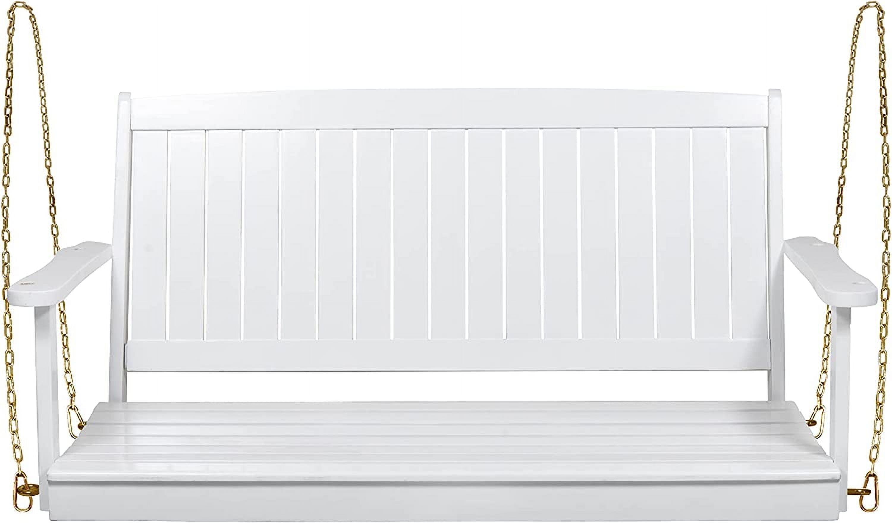 GDFStudio Caspian Outdoor Acacia Wood Porch Swing Hammock Chair with 8 Foot Chain, White