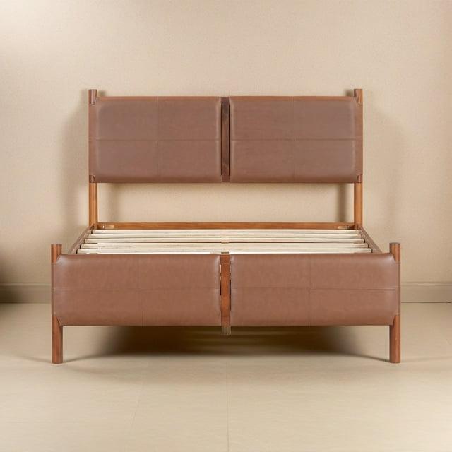 Christopher Knight Home Samson Queen Size Brown Leather Upholstered Platform Bed