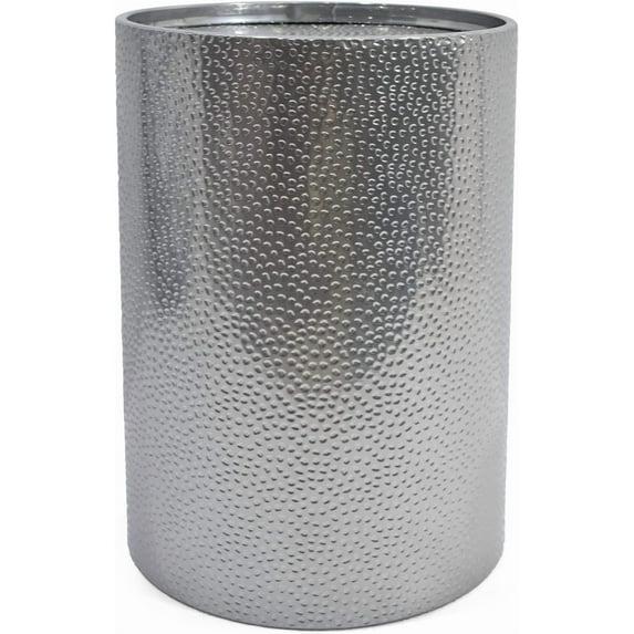 Braeburn Modern Round Accent Table Silver - Christopher Knight Home: Hammered Iron, Cylindrical, No Assembly Required