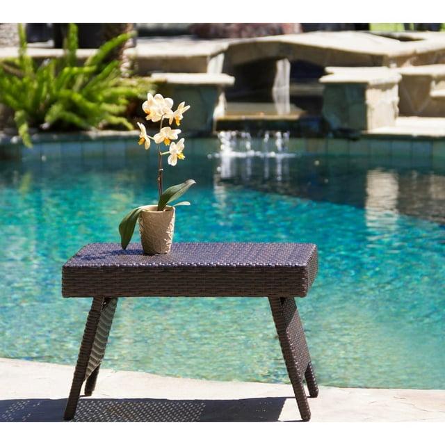 Salem Wicker Adjustable Folding Patio Table - Brown - Christopher Knight Home