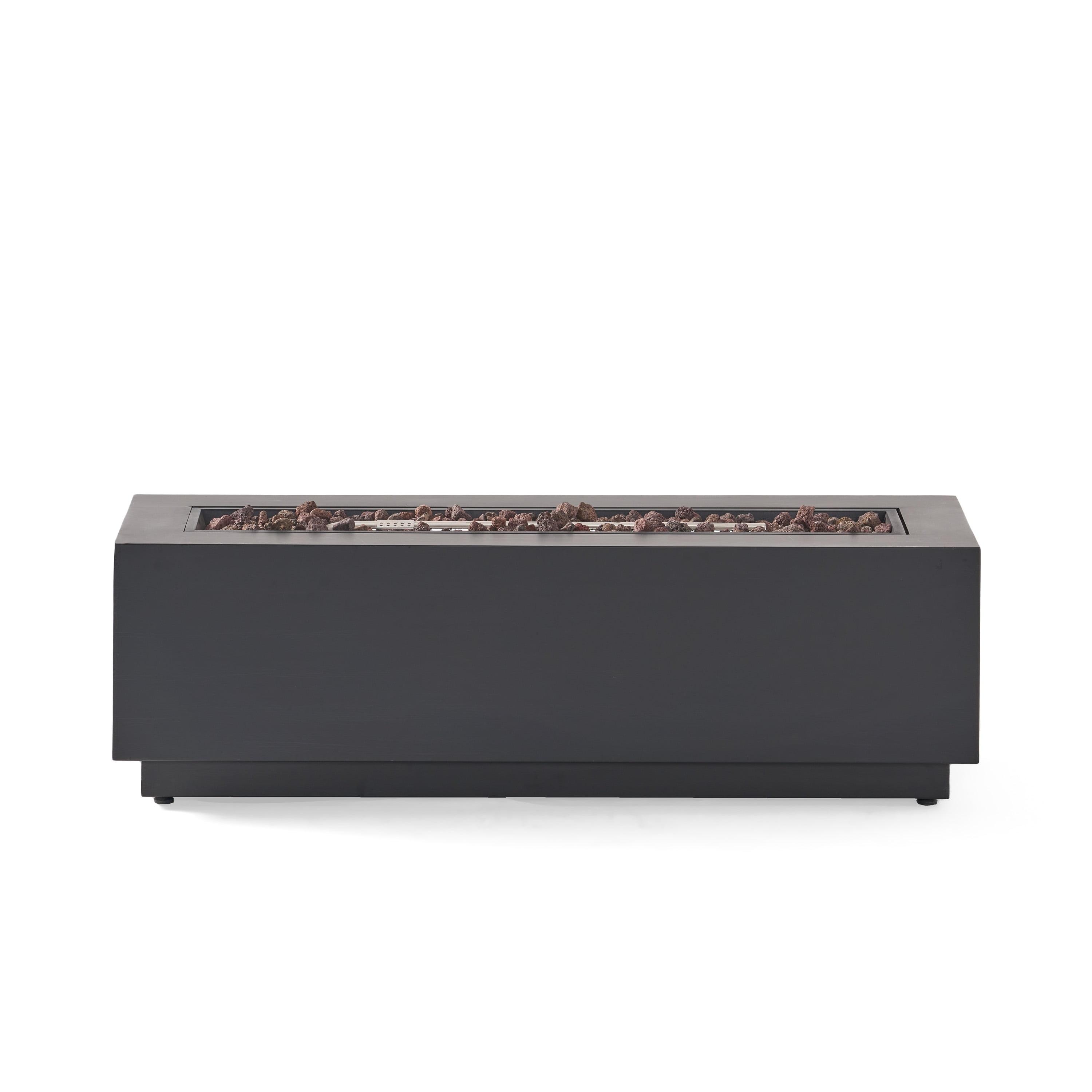 Wellington Outdoor 50000 BTU Rectangular Fire Pit Dark Gray - Christopher Knight Home: Durable Iron, No Assembly Required
