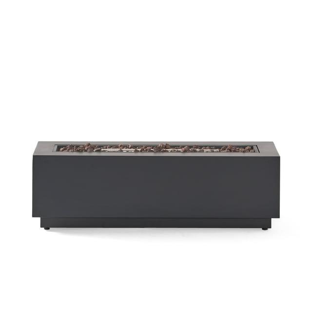 Wellington Outdoor 50000 BTU Rectangular Fire Pit Dark Gray - Christopher Knight Home: Durable Iron, No Assembly Required