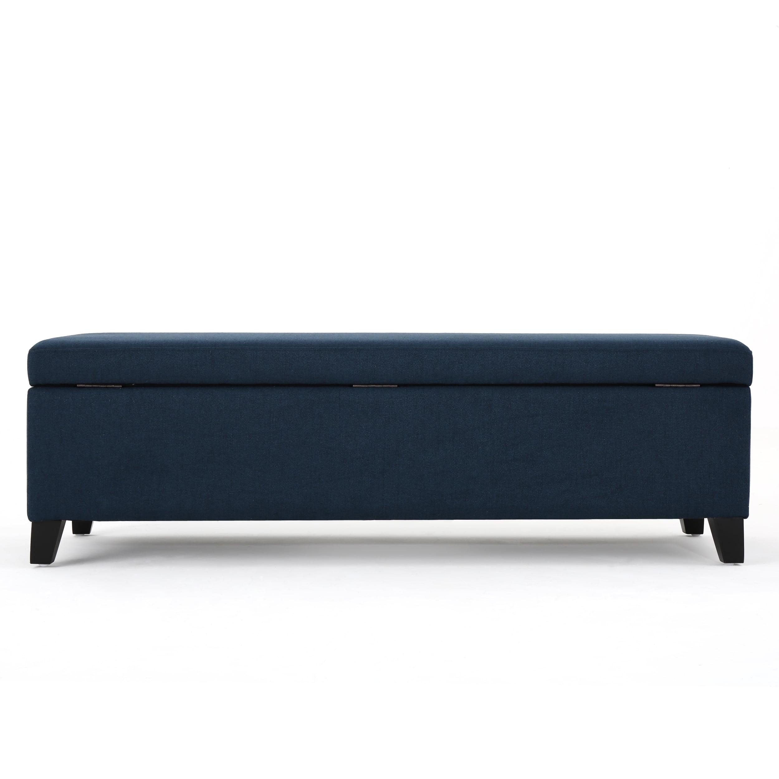 Christopher Knight Home York Storage Ottoman Navy Blue: Upholstered, Wood Frame, No Assembly Required