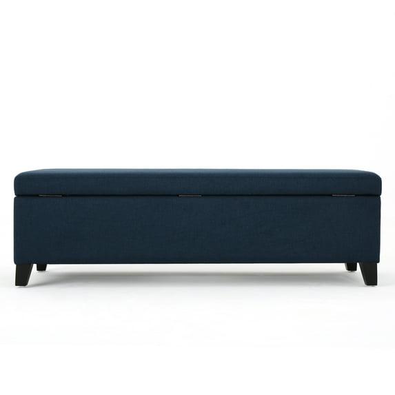 Christopher Knight Home York Storage Ottoman Navy Blue: Upholstered, Wood Frame, No Assembly Required