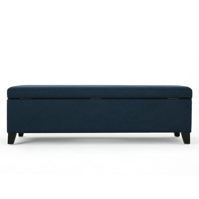 Christopher Knight Home York Storage Ottoman Navy Blue: Upholstered, Wood Frame, No Assembly Required