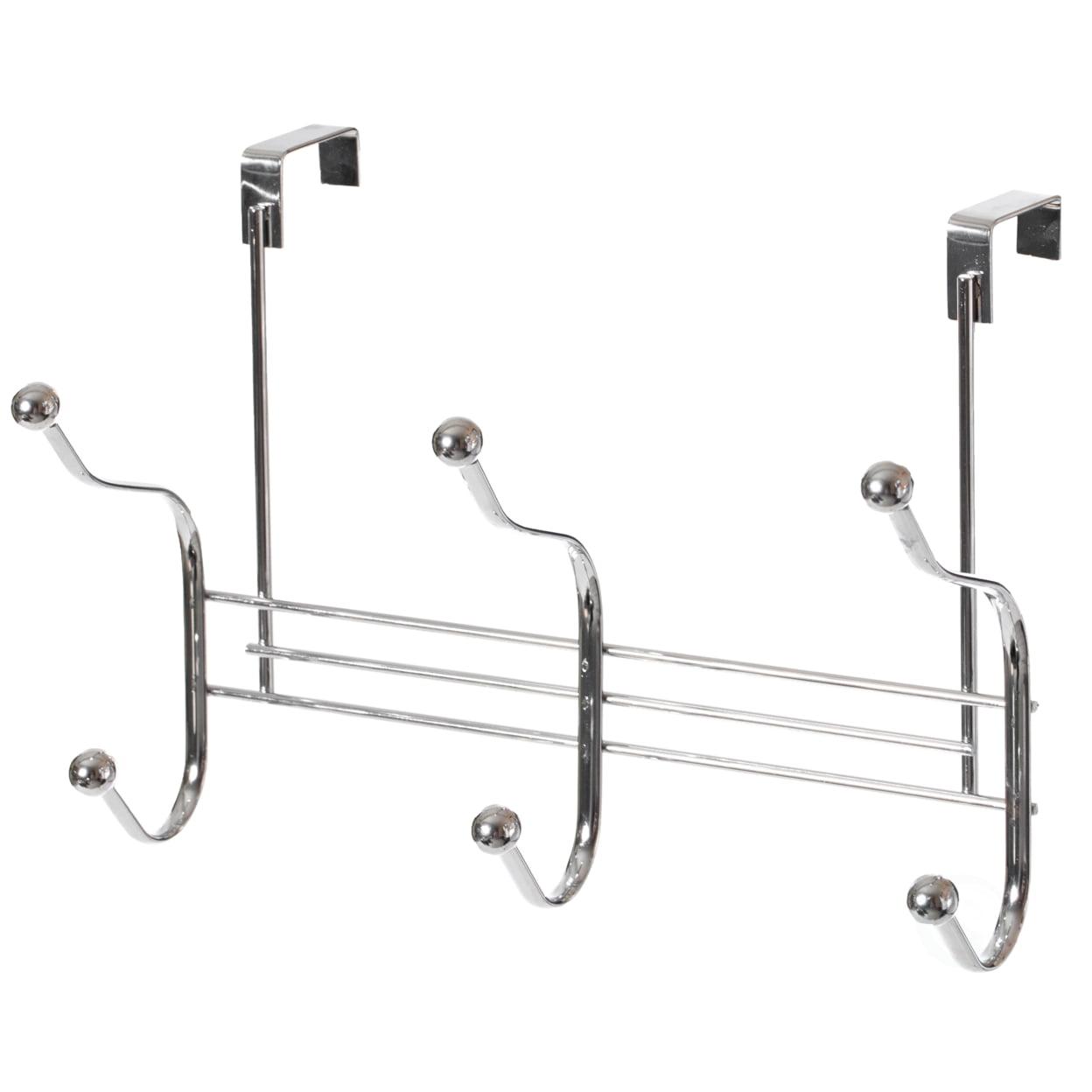 Basicwise Chrome 6 Hook Hanger Organizer, Hang Over The Door Kitchen Vanity Towel Hook, Entryway Coat Rack