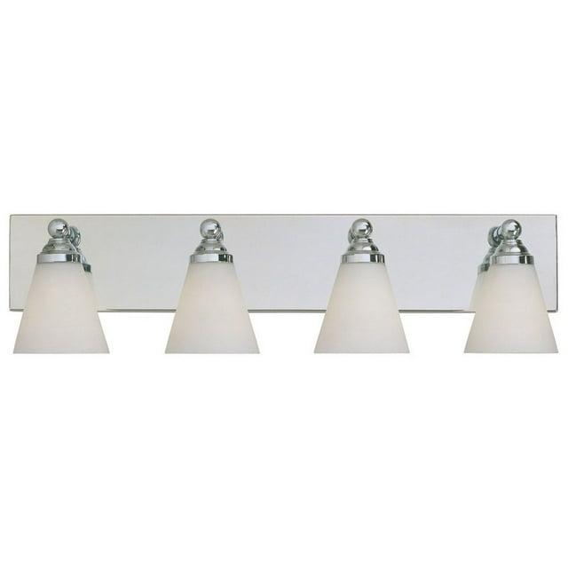 Chrome Contemporary Four Light 400W Bathroom Wall Fixture Hudson Collection