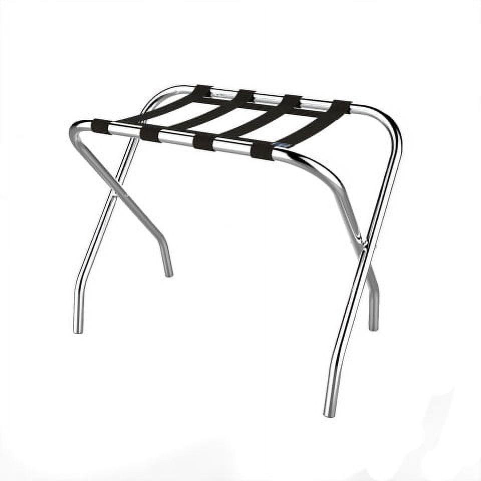 Chrome Folding Luggage Rack with Black Nylon Straps