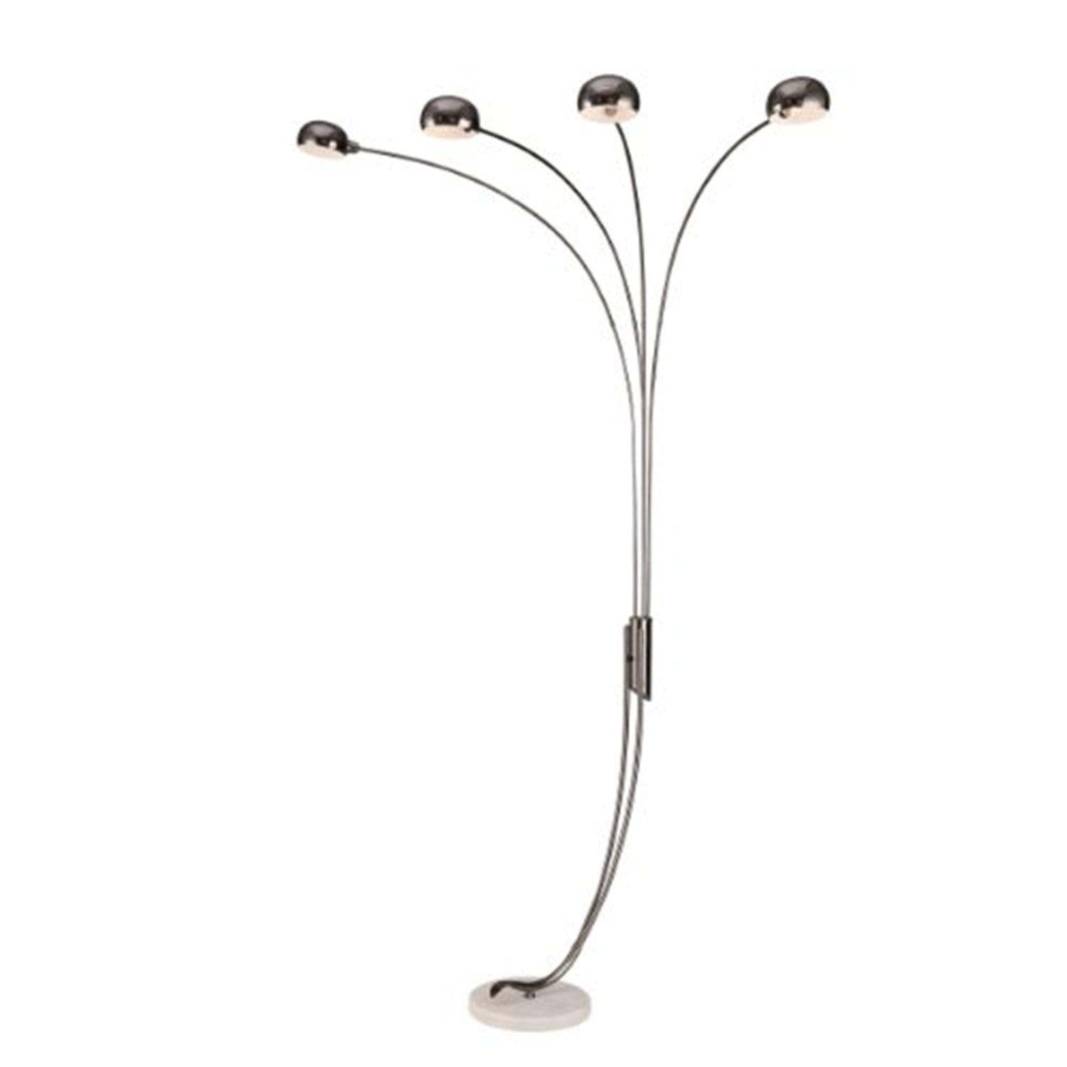 Contemporary Black Chrome Arc Floor Lamp with Marble Base