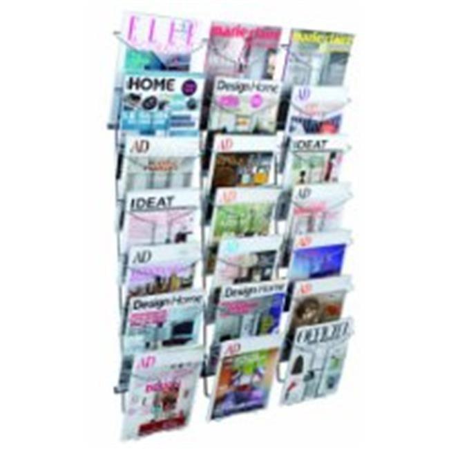 Silver Metal Wall Mounted 21-Compartment Literature Holder