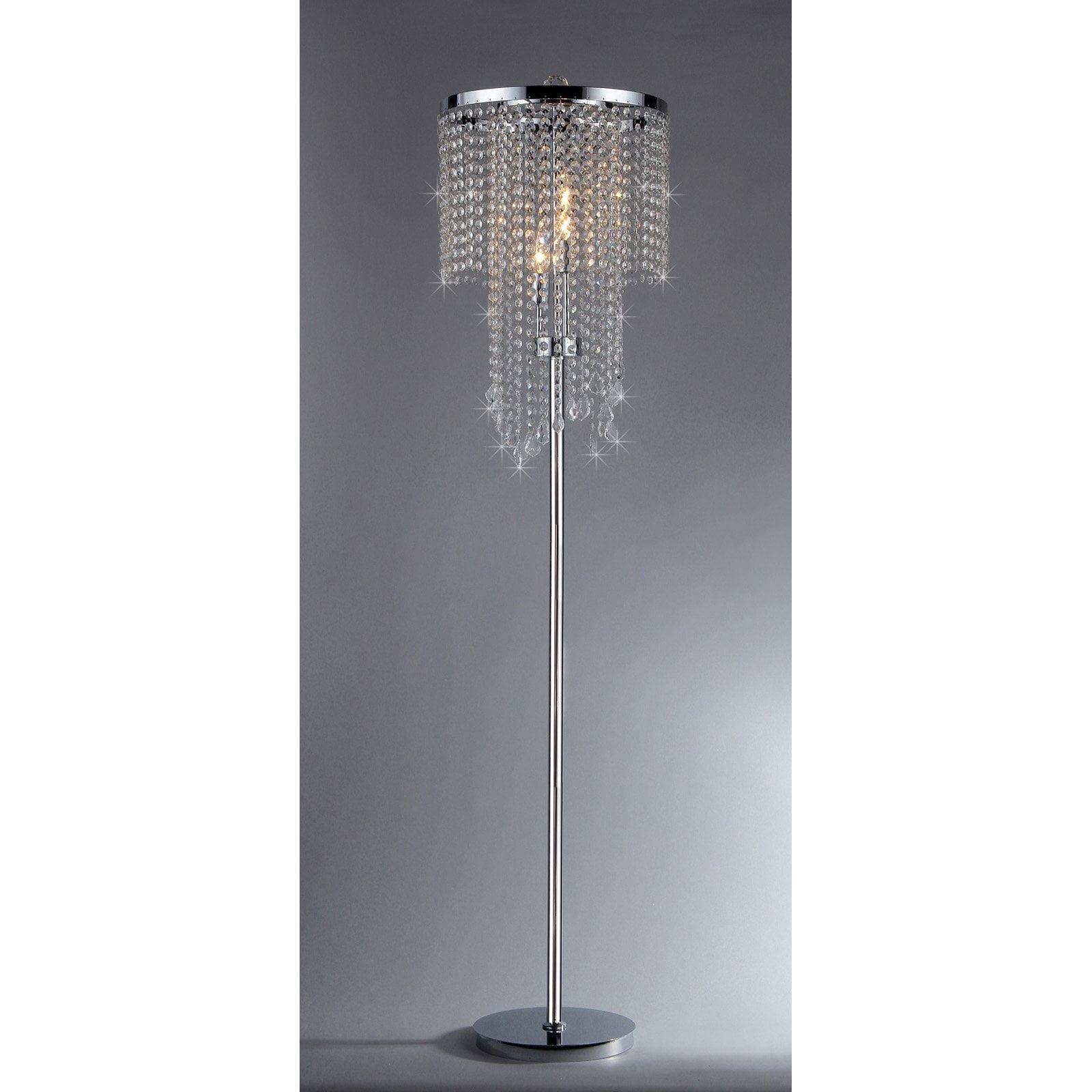 Elegant Chrome and Crystal 15" Floor Lamp for Soft Illumination