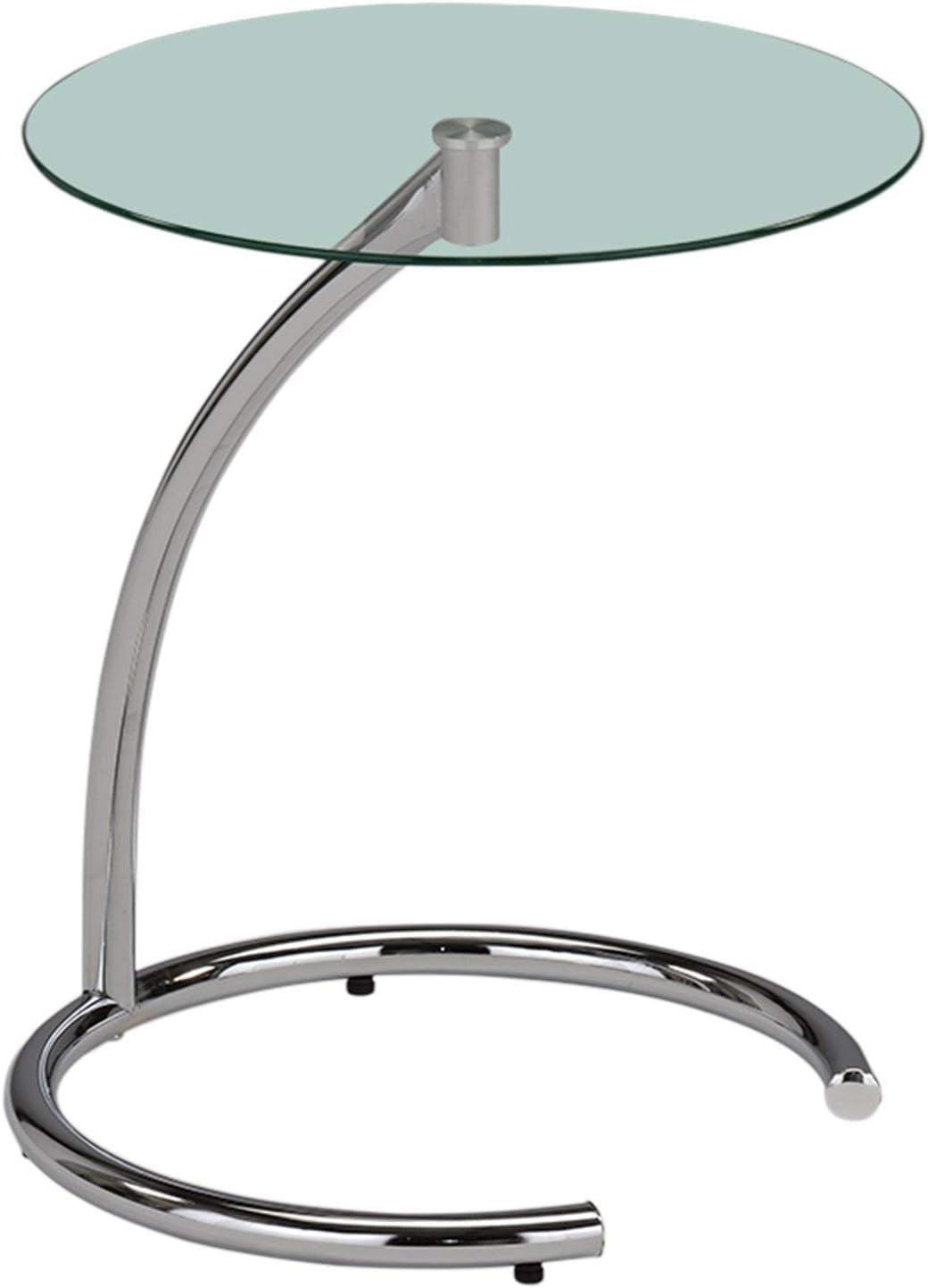 Chrome and Clear Glass Round Modern Accent Side Table