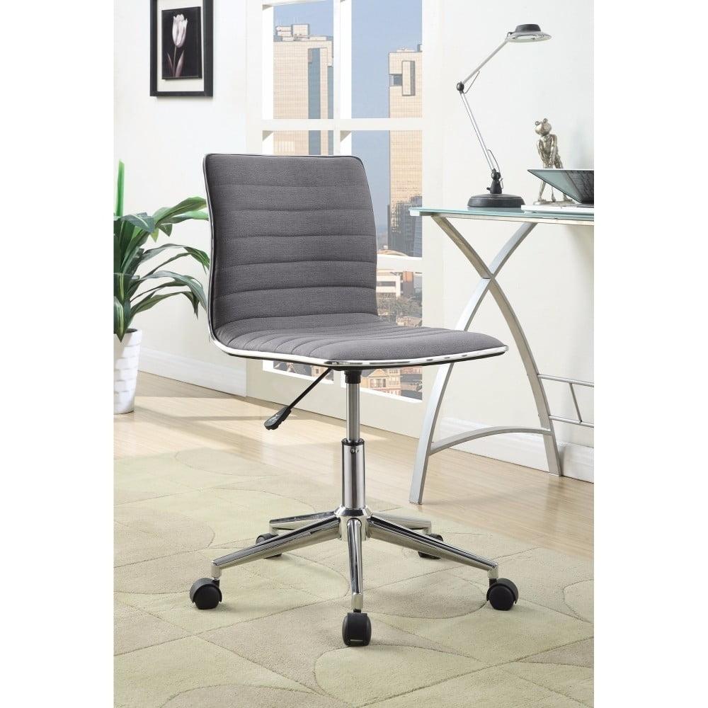 Gray Fabric and Chrome Swivel Desk Chair