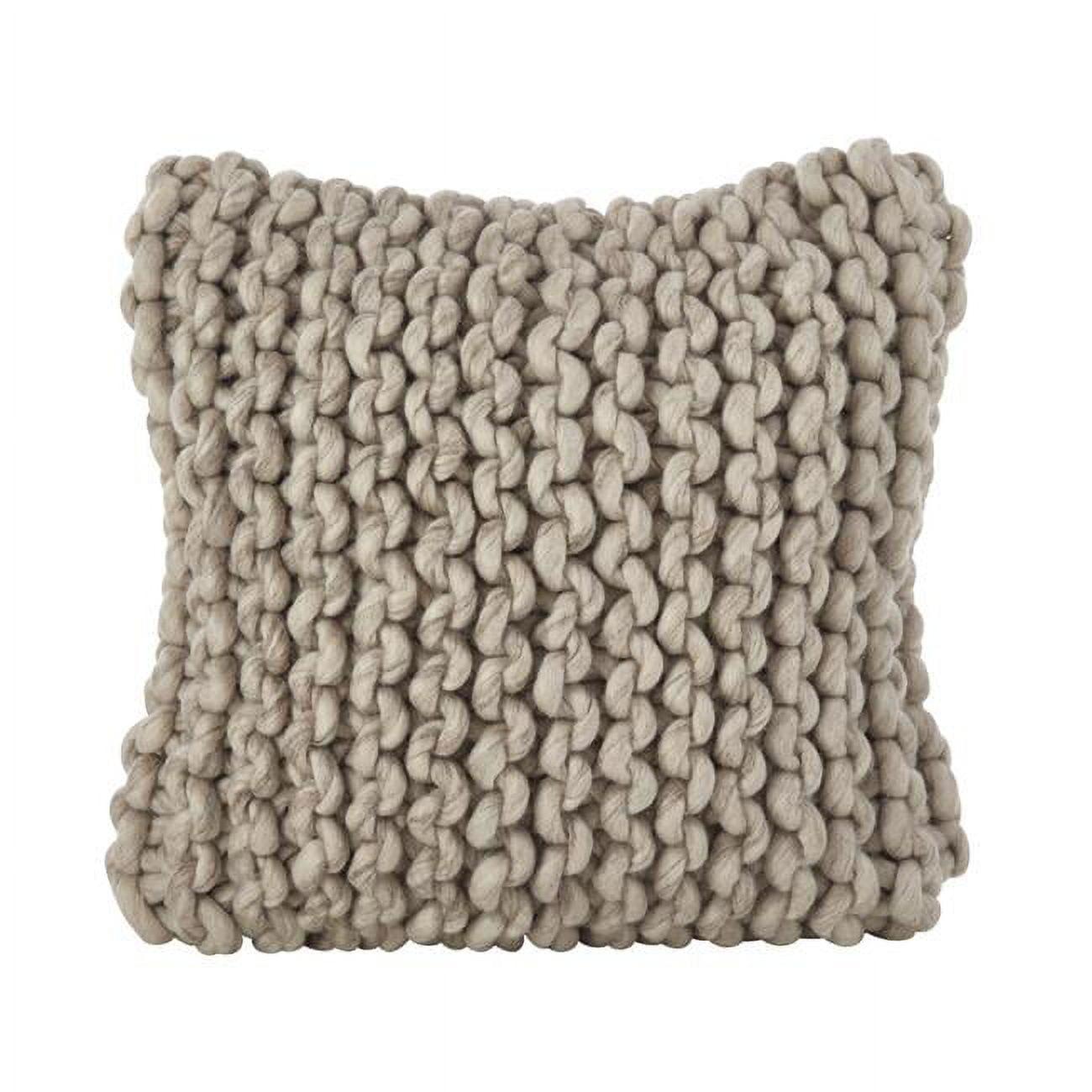 Chunky Cable Knit Design Throw Pillow Cover, Gray