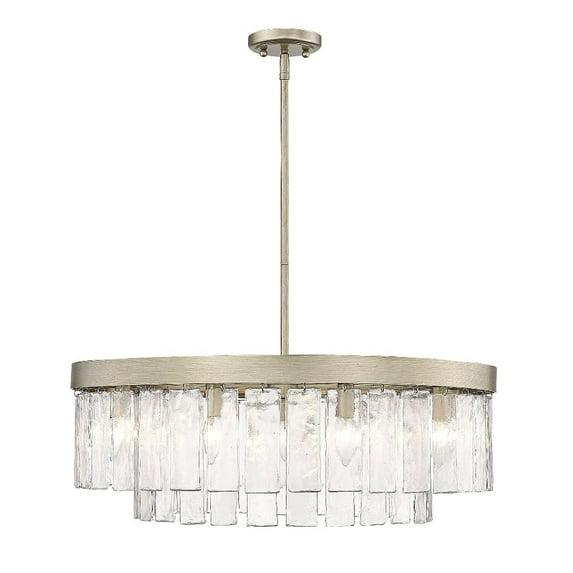 Golden Lighting Ciara 9-Light Chandelier in White Gold with Hammered Water Glass
