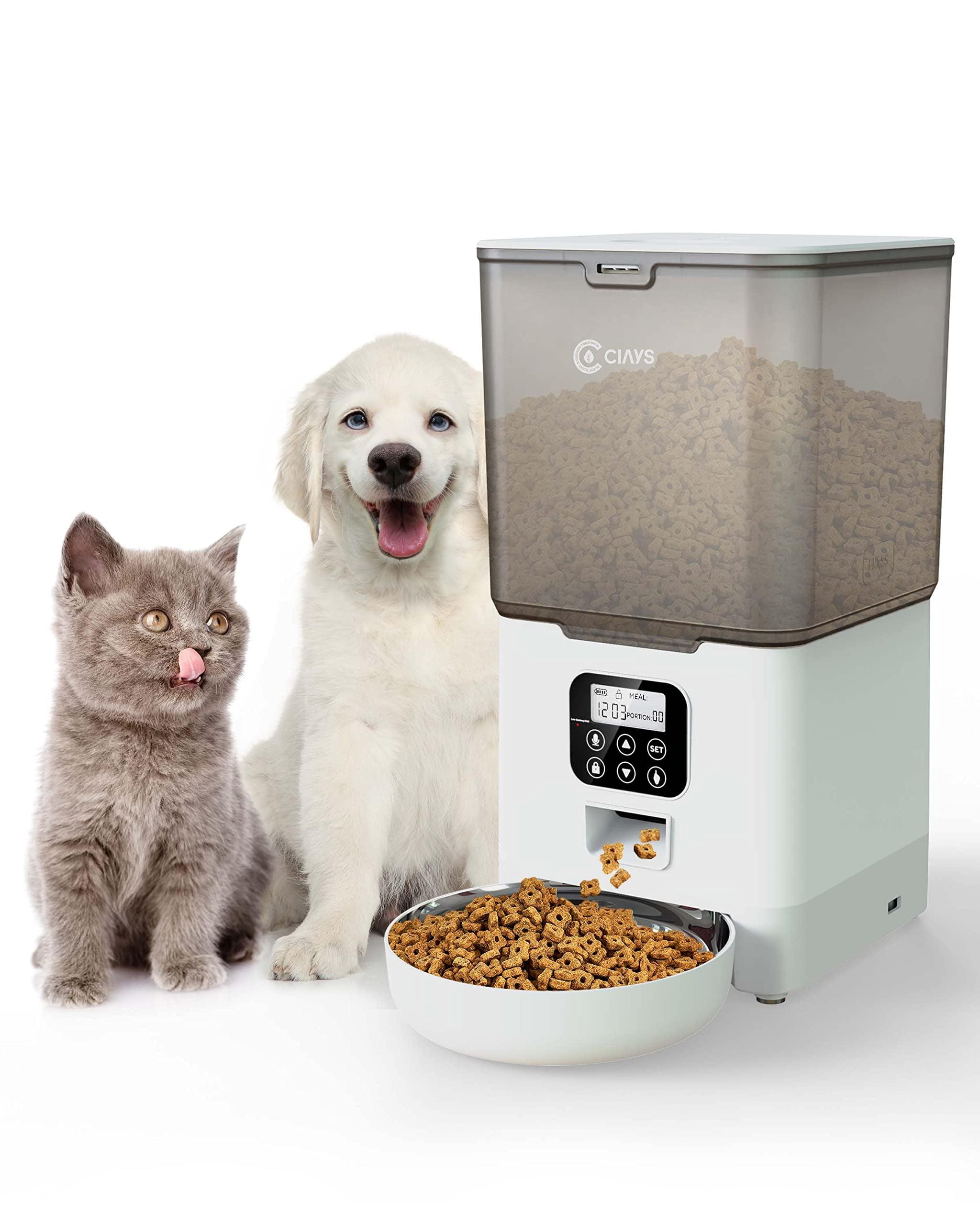 Automatic White Stainless Steel Pet Feeder with WiFi