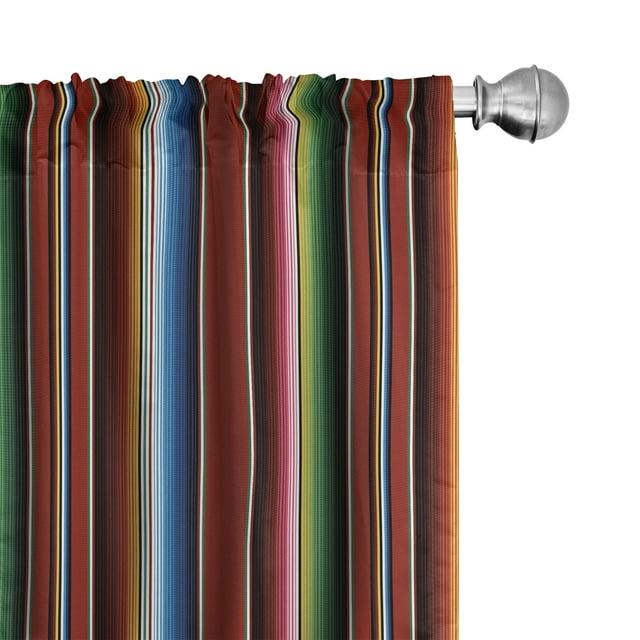 Cinco de Mayo Window Curtains, Mexican Serape Colorful Stripes Vertical Lines Latino Design Illustration, Lightweight Decor 2-Panel Set with Rod Pocket, Pair of - 28"x95", Multicolor, by Ambesonne