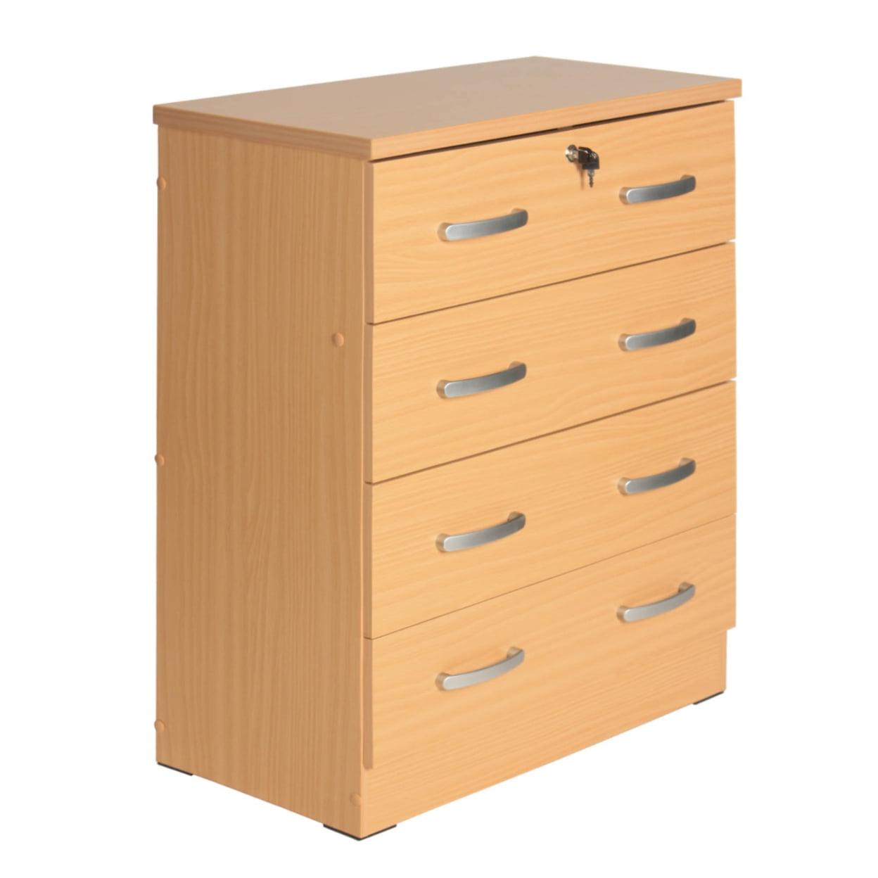 Modern Maple 4-Drawer Nursery Dresser with Safety Lock