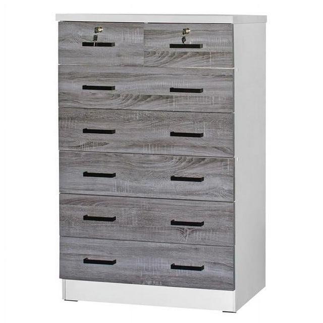 Home Furniture Cindy 7 Drawer Chest Wooden Dresser - Gray & White