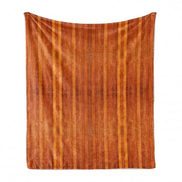 Ambesonne Ambesonne Cinnamon Fleece Throw Blanket Vertical Stripes in Brown Multicolor