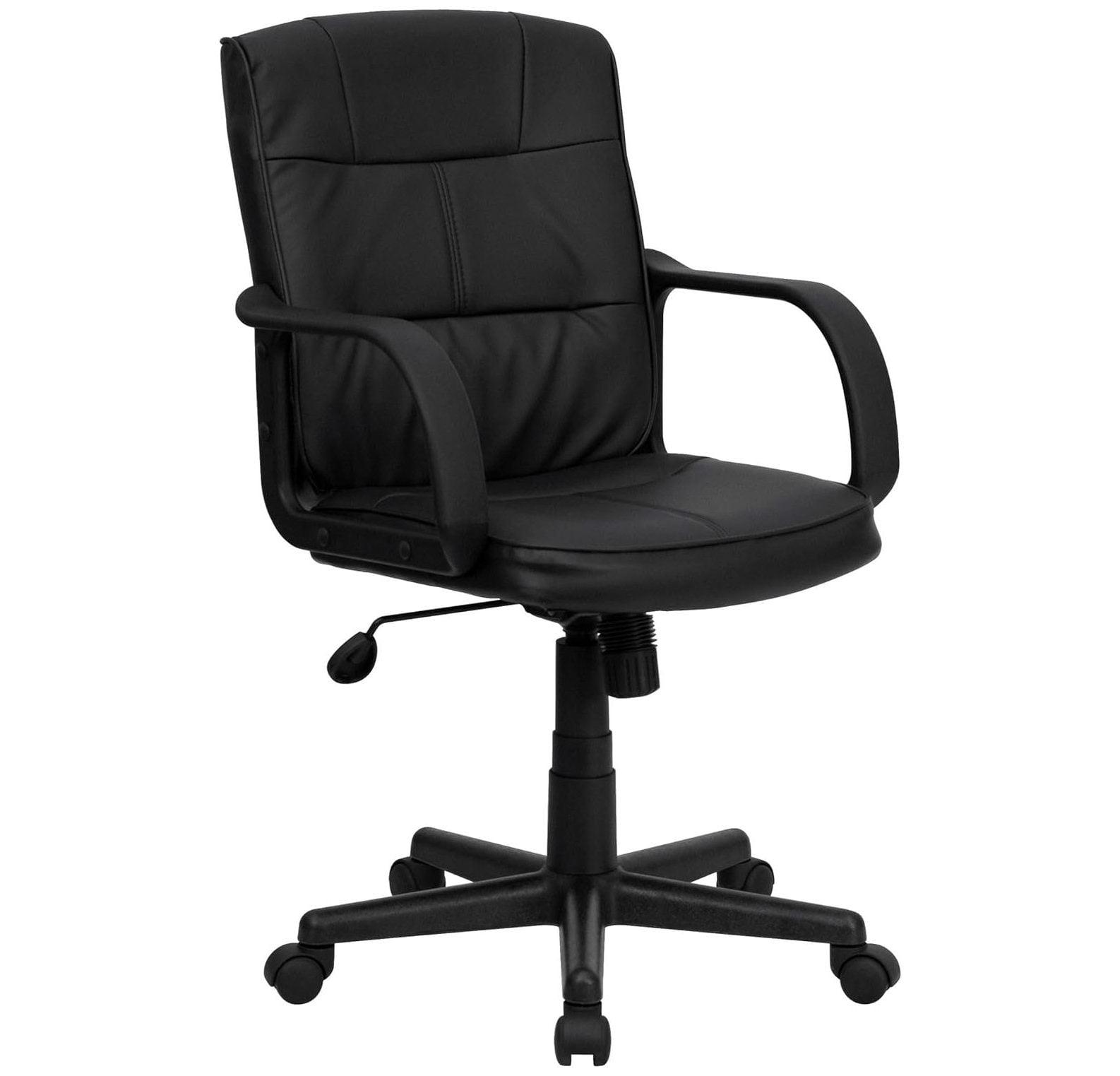 ErgoFlex Black LeatherSoft 360 Swivel Task Chair with Metal Base