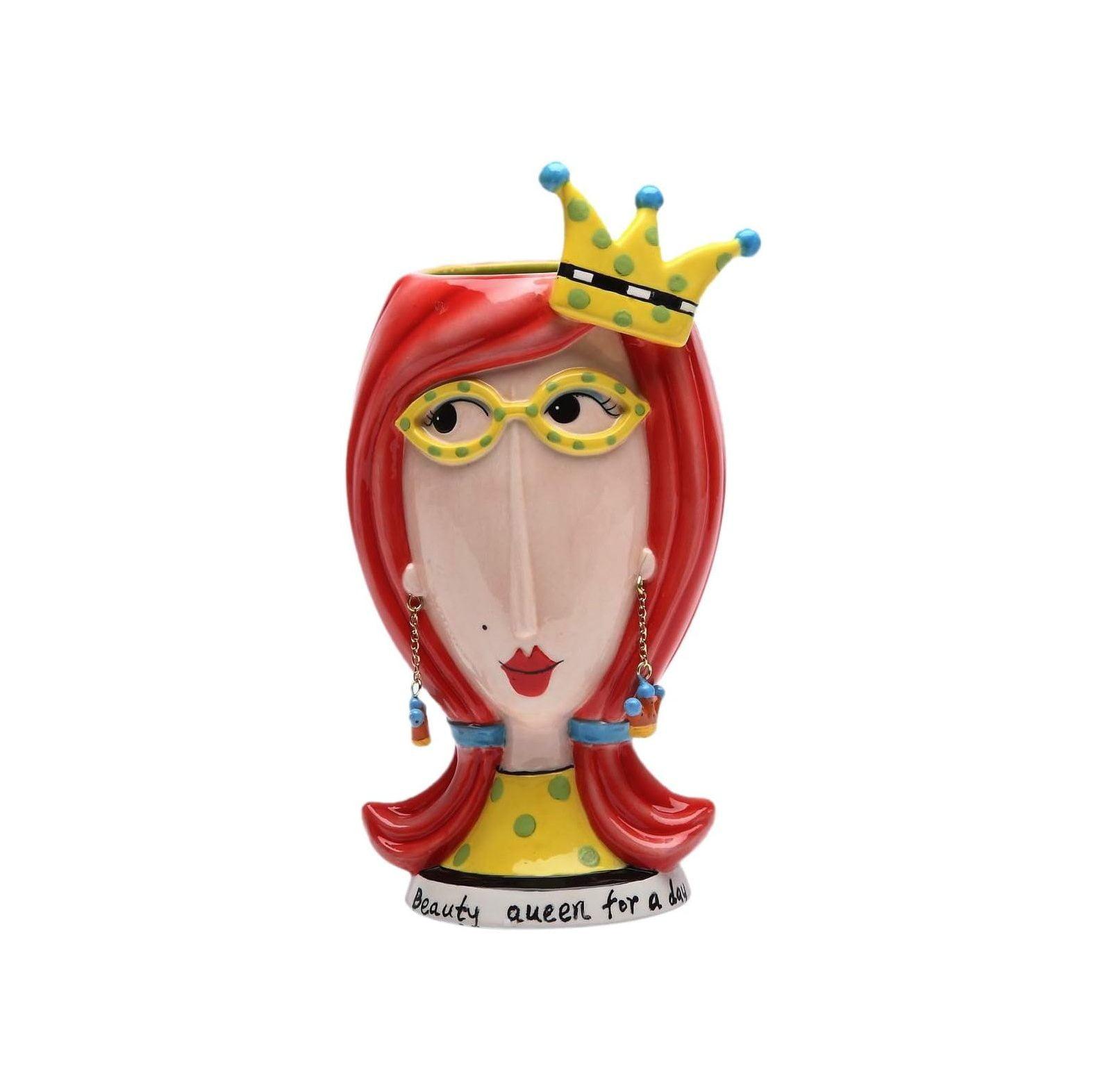 Sassy Chic 8.5'' Ceramic Beauty Queen Vase & Brush Holder