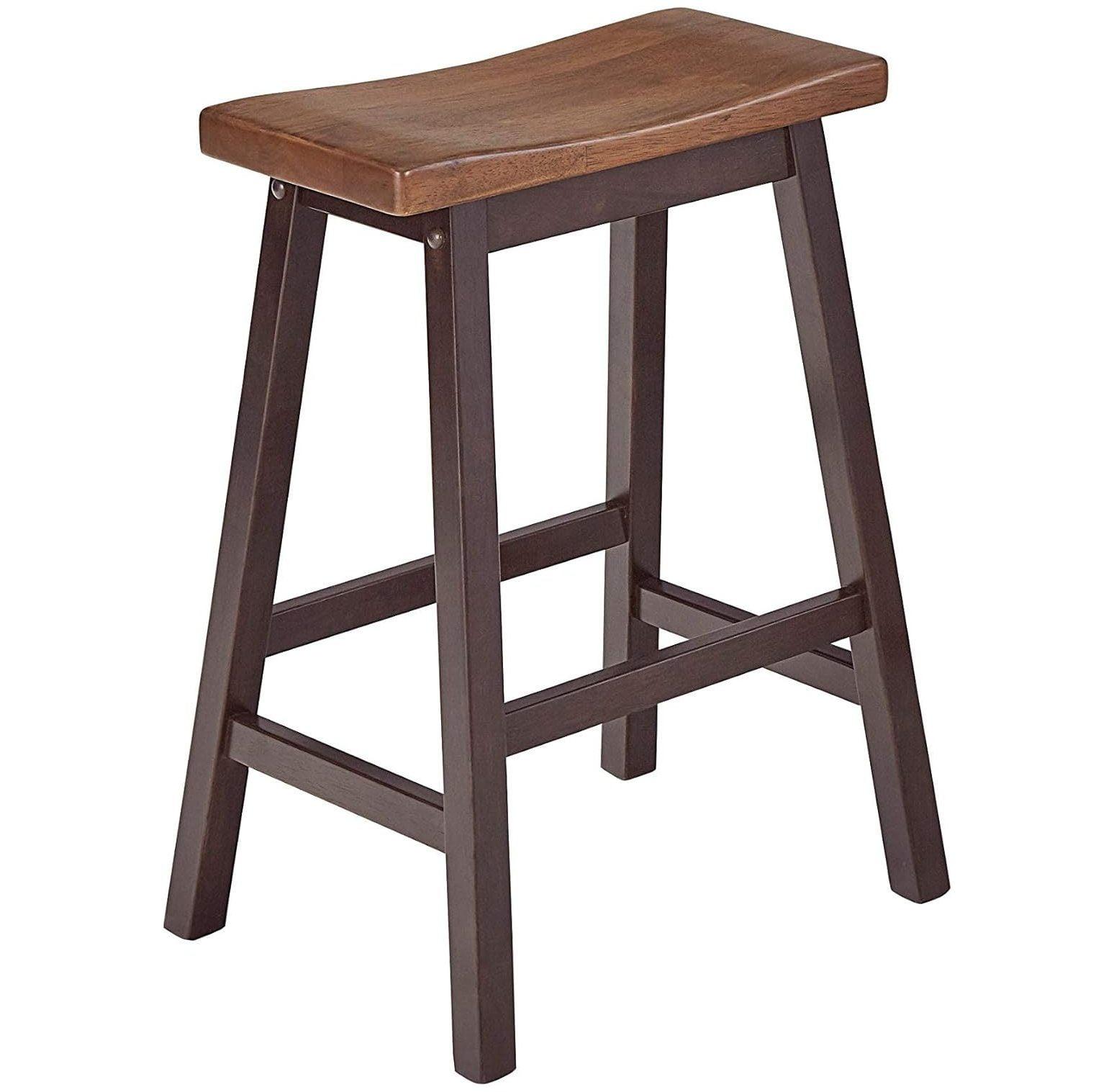 Kenny 24" Walnut and Chocolate Wood Counter Stools, Set of 2