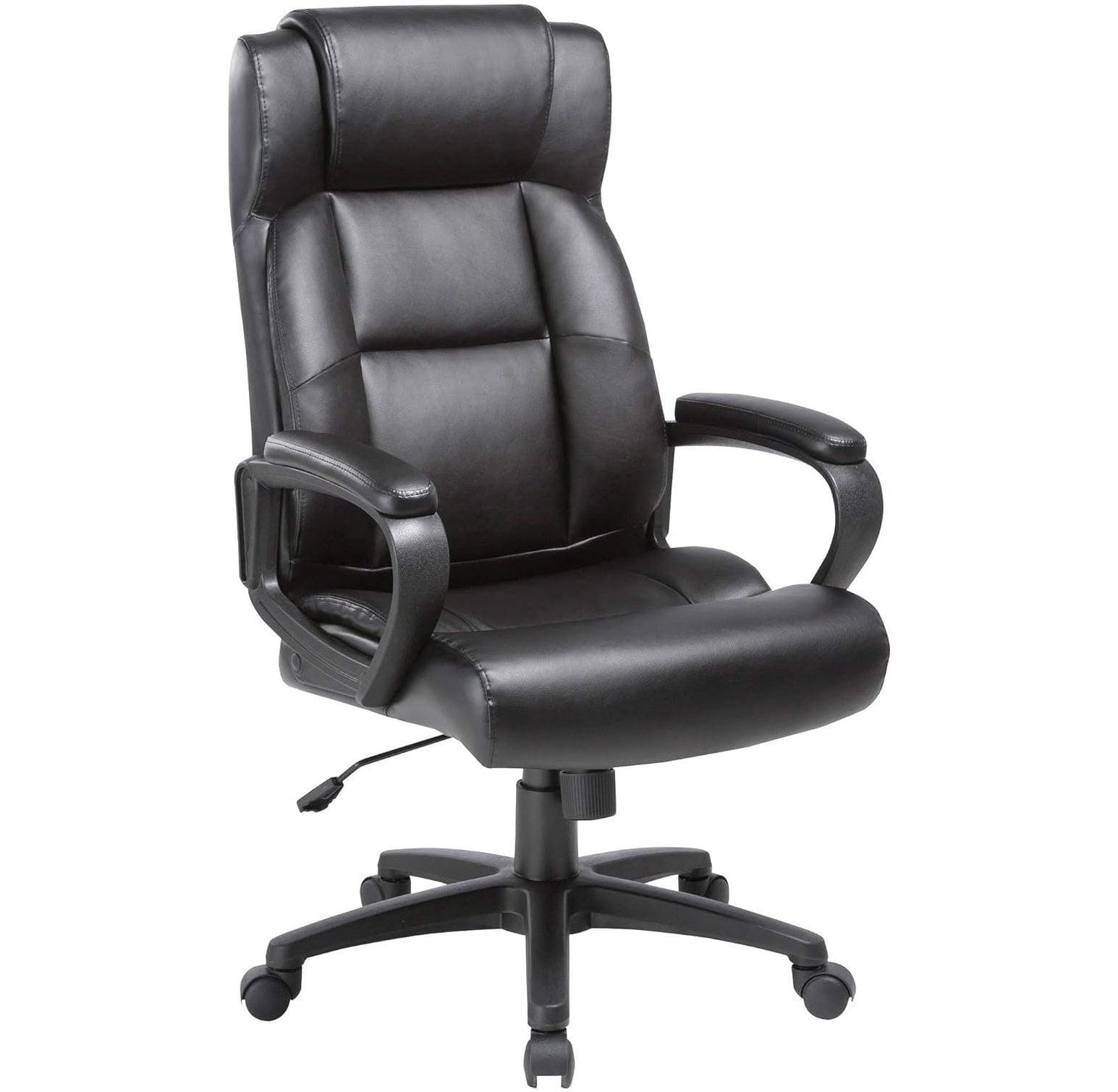 Elegant High-Back Swivel Executive Chair in Black Leather