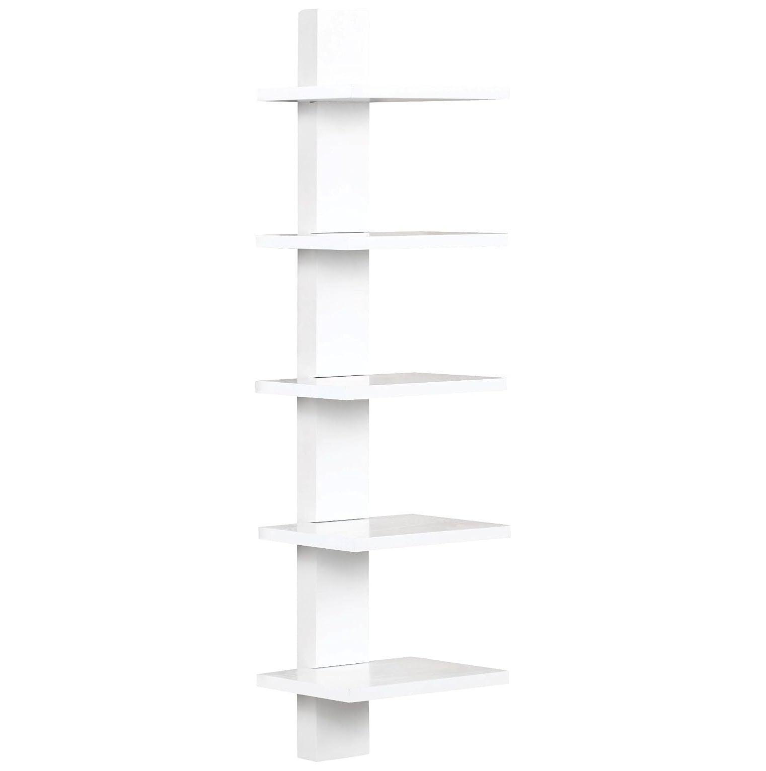 Elegant Spine Wall Bookshelf in White Wood - Space-Saving Design