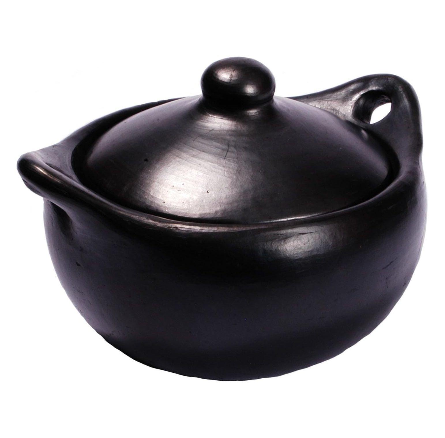 Handmade Black Clay 2.5-Quart Stew Pot with Lid