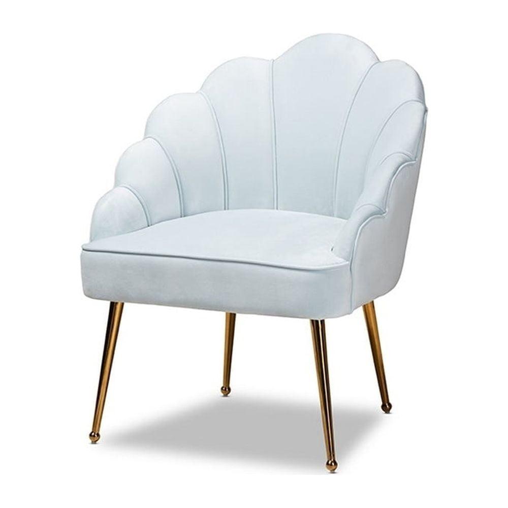 Cinzia Velvet Upholstered Seashell Shaped Accent Chair - Baxton Studio