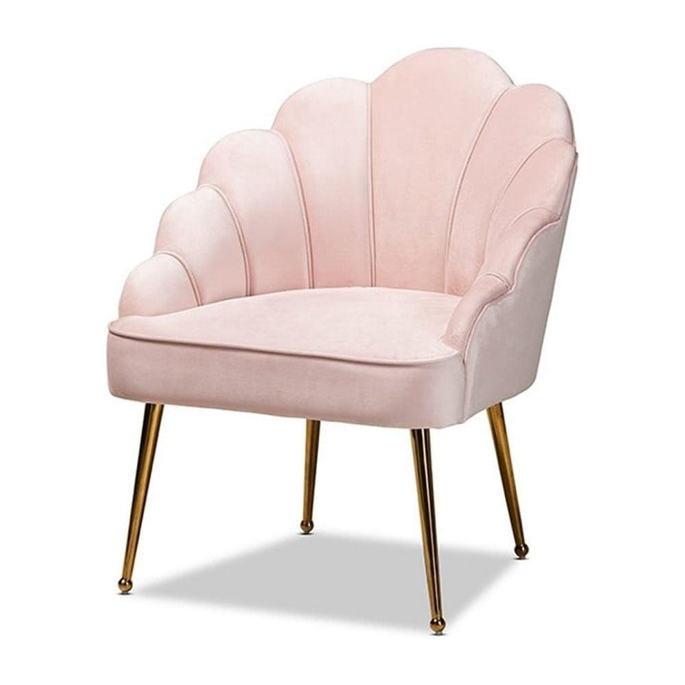 Cinzia Velvet Upholstered Seashell Shaped Accent Chair - Baxton Studio