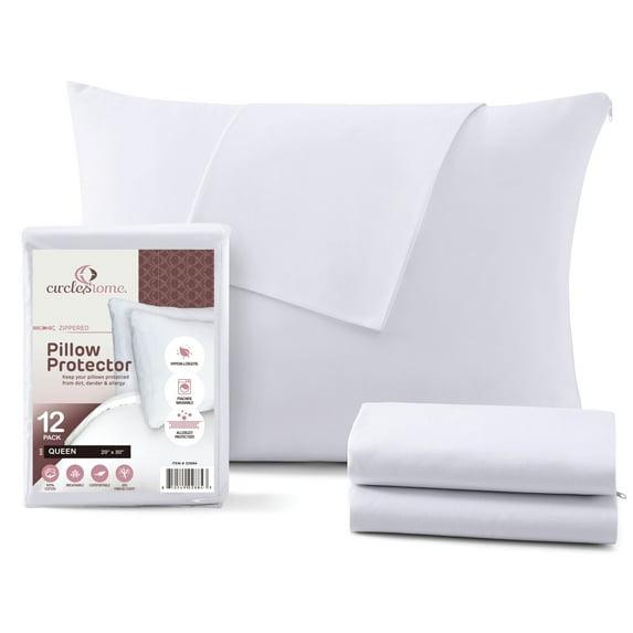 Circles Home 100% Cotton Breathable Queen Pillow Cover with Zipper - (12 Pack)