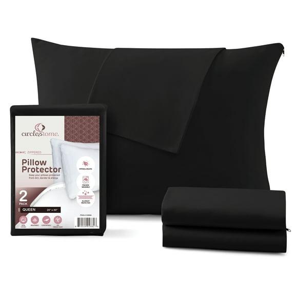 100% Cotton Zippered Pillow Protector (2 pck) Queen - Black