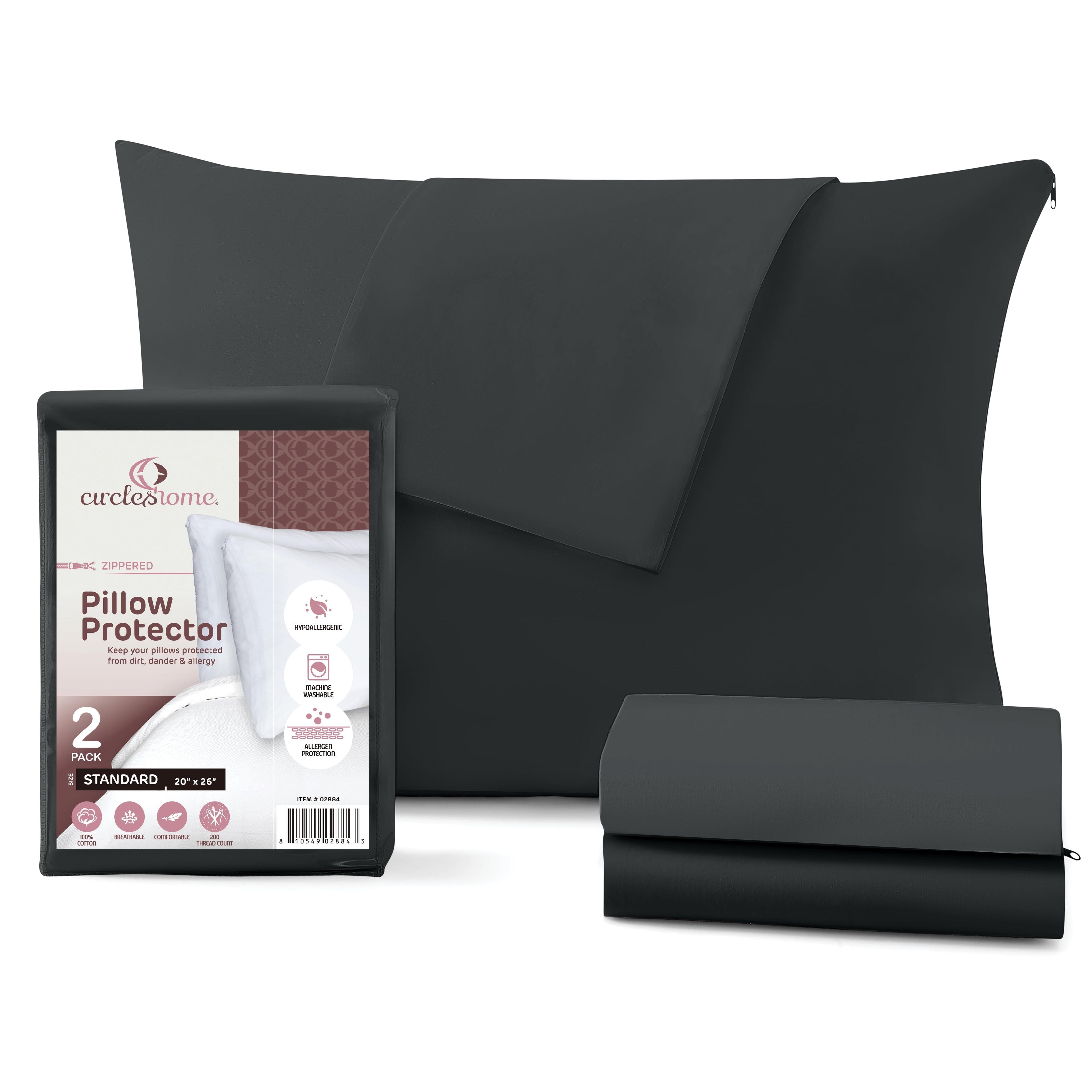 100% Cotton Zippered Pillow Protector (2 pck) Standard - Charcoal