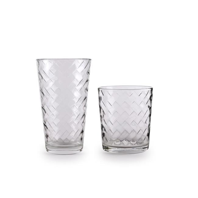 40128-AM Chevron Entertaining Beverage Glass Set, Clear - 12 Piece